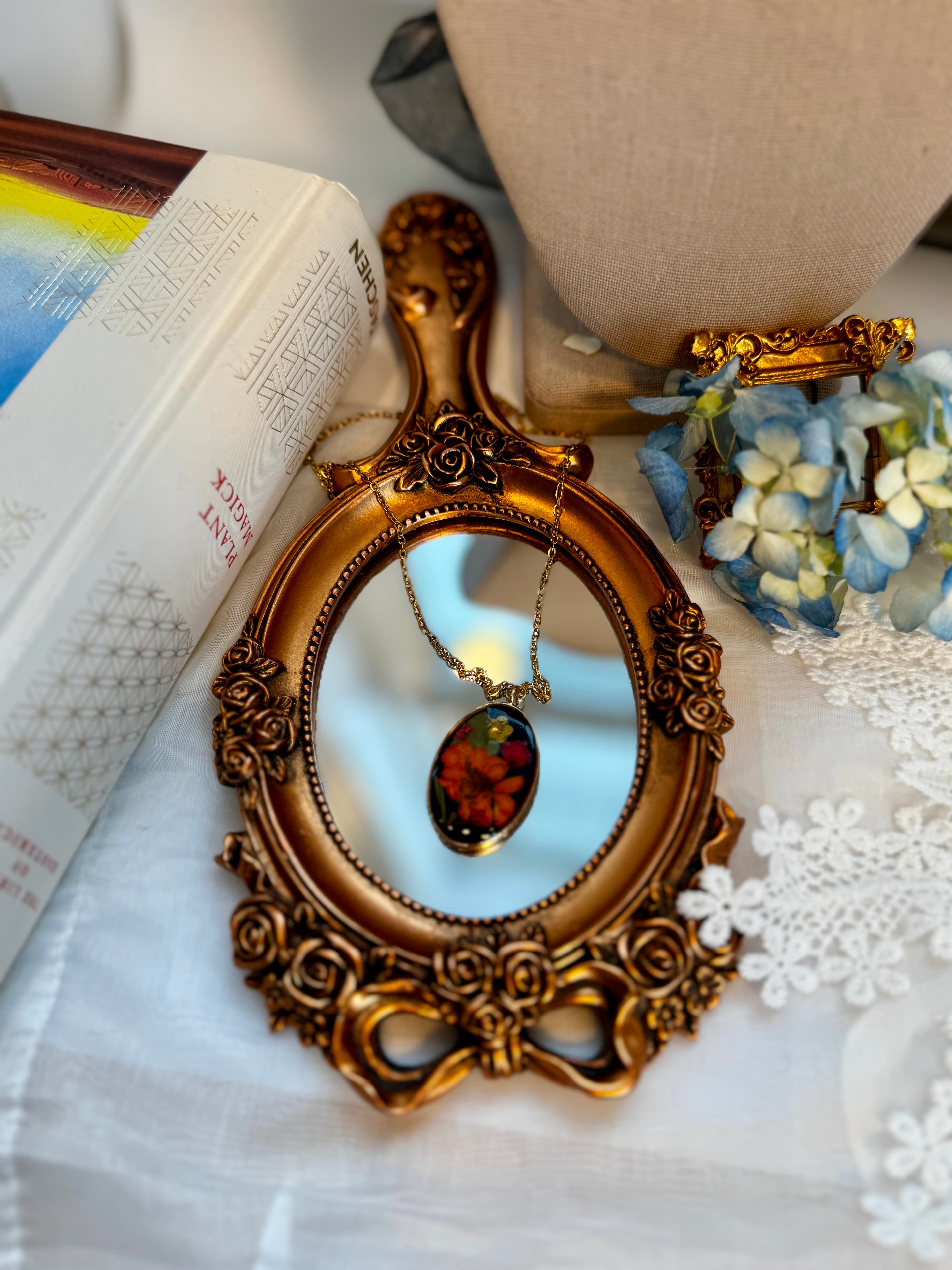 The Marigold Flame Amulet - One of One Botanical Necklace