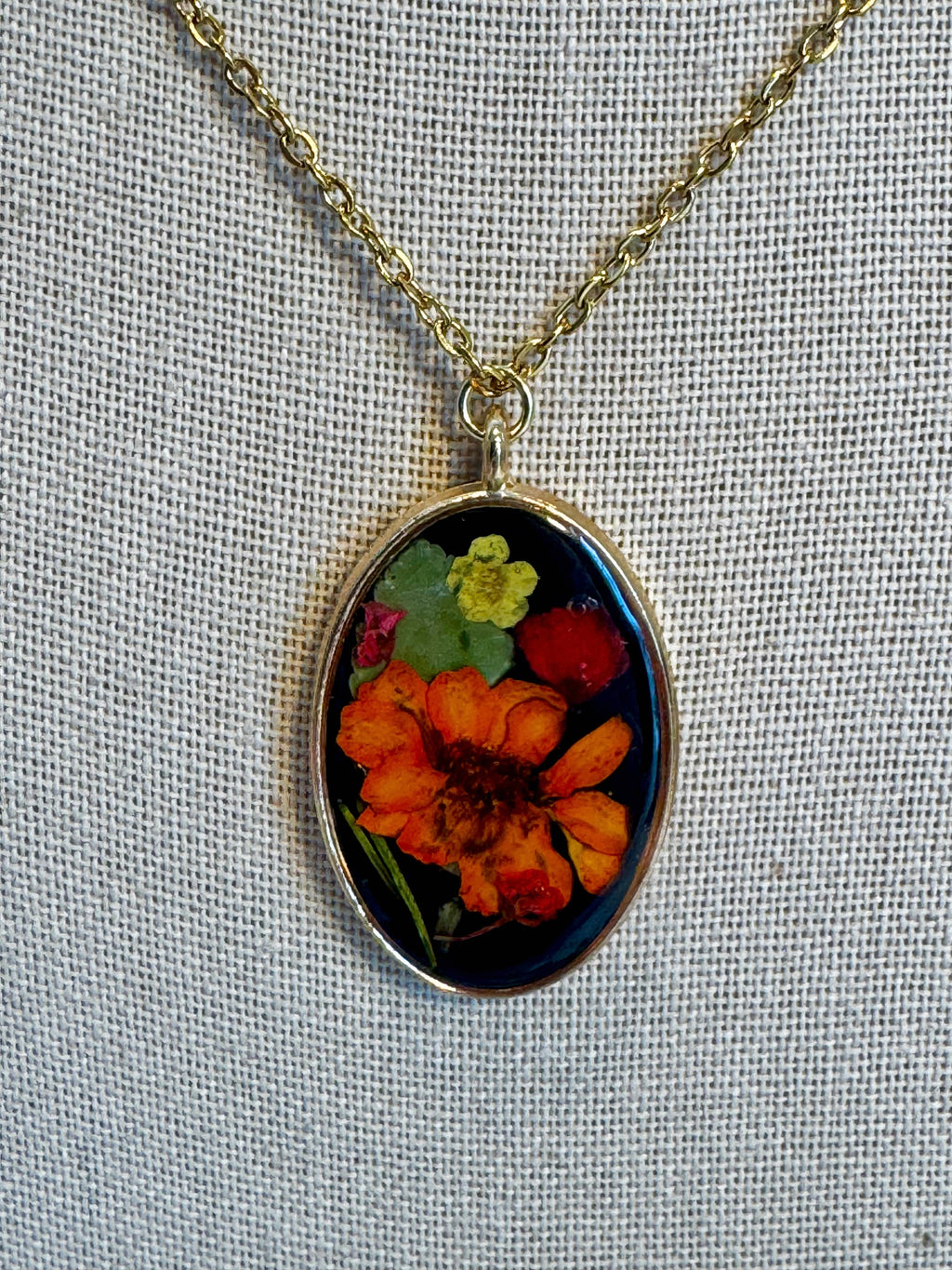 The Marigold Flame Amulet - One of One Botanical Necklace