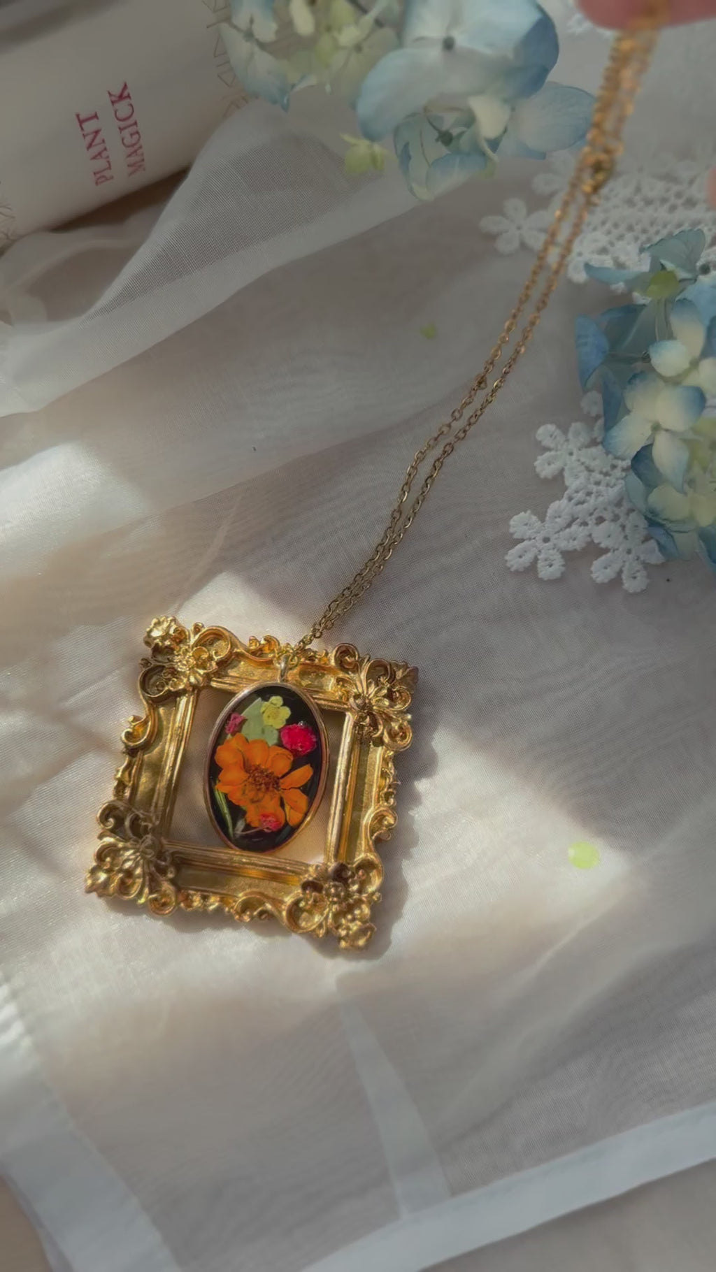 The Marigold Flame Amulet - One of One Botanical Necklace
