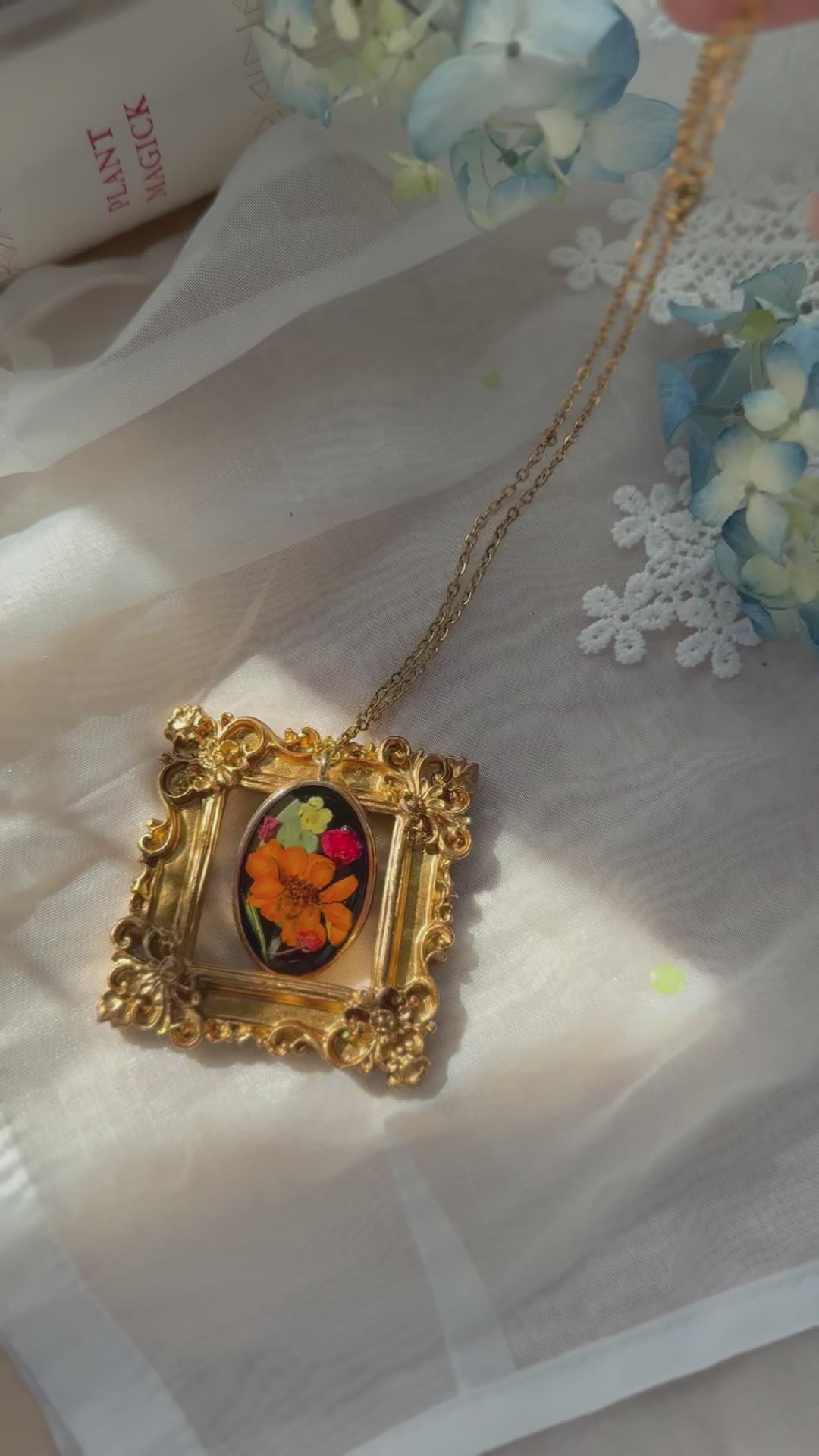 The Marigold Flame Amulet - One of One Botanical Necklace
